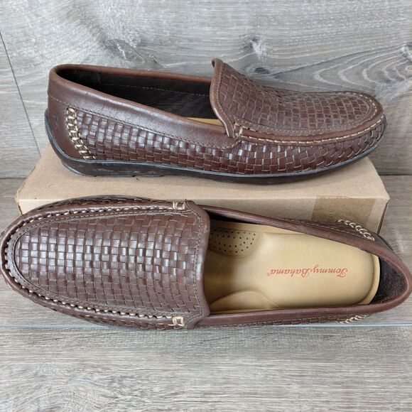 Tommy Bahama Shoes Mens 10.5 Brown Orson Venetian Woven Leather Casual Loafers - Picture 1 of 12
